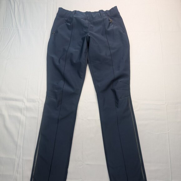 Lululemon Active Leggings with Faux Zipper Detail & Logo Zip Pockets Navy Size 8